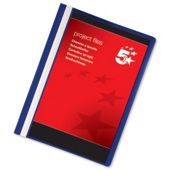 5 Star Project Flat File Lightweight Polypropylene with Indexing Strip A4 Dark Blue [Pack 5]