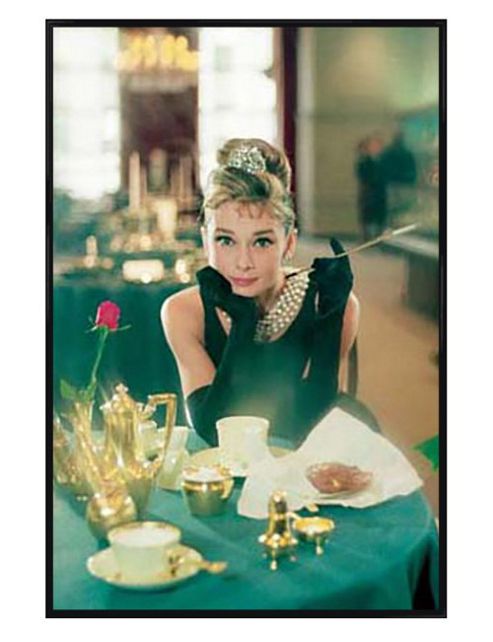 Image of Breakfast At Tiffany's Gloss Black Framed Audrey Hepburn Is Holly Golightly Poster