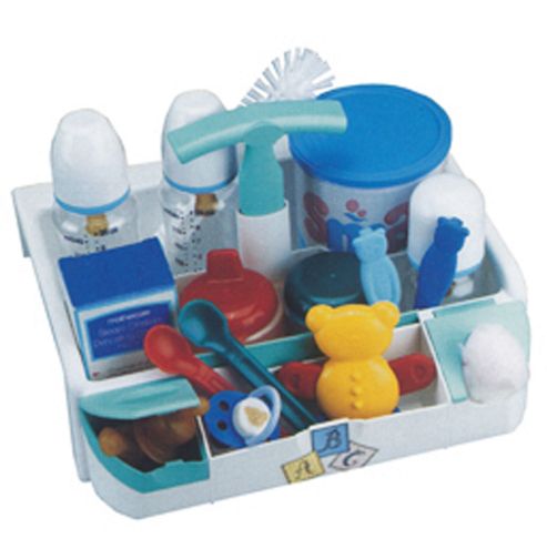 Image of Baby - Nursery Utility Storage Organiser Box - White / Green (no Contents)