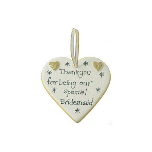 Image of Special Bridesmaid Gold Sparkle Heart Wedding Keepsake