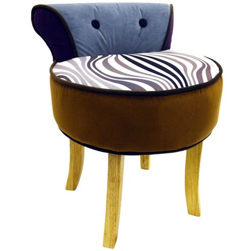 Image of Soleil - Stool / Low Back Chair With Wood Legs - Black / White / Brown / Grey