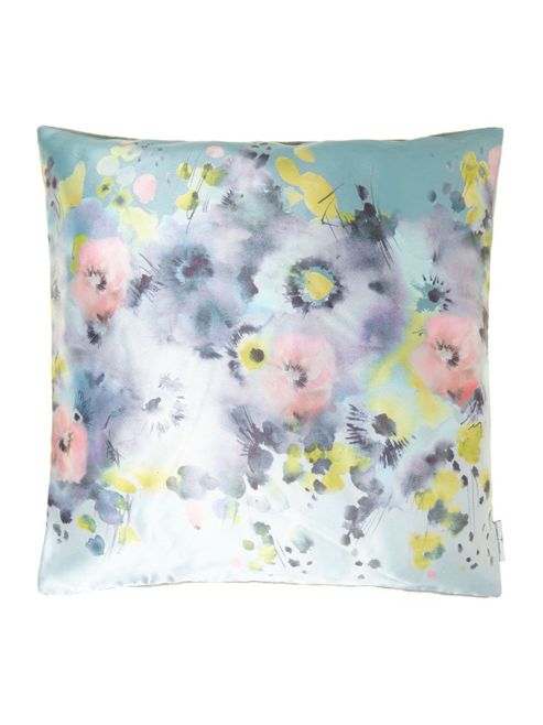 Image of Pied A Terre Digital Print Floral Cushion, Grey