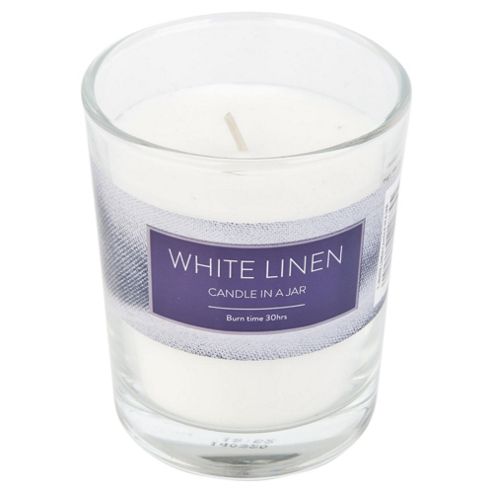 Image of Tesco White Linen Candle In A Jar