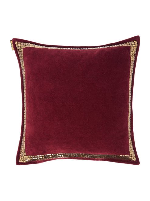 Image of Biba Purple Velvet Gold Studded Cushion