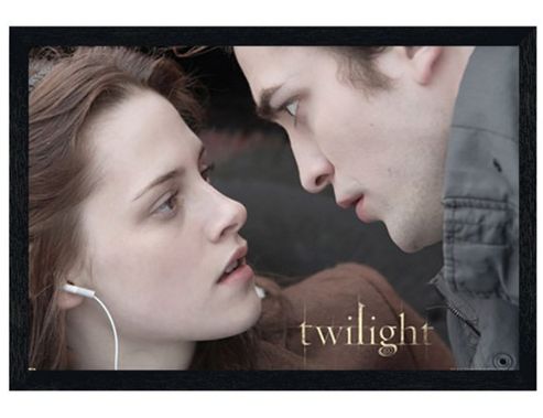 Image of Twilight Black Wooden Framed Edward And Bella Poster