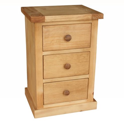 Image of Thorndon Kempton Bedroom 3 Drawer Bedside Table In Pine