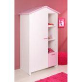 Parisot Biotiful Wardrobe with Storage Boxes - Megeve White / Indian Pink