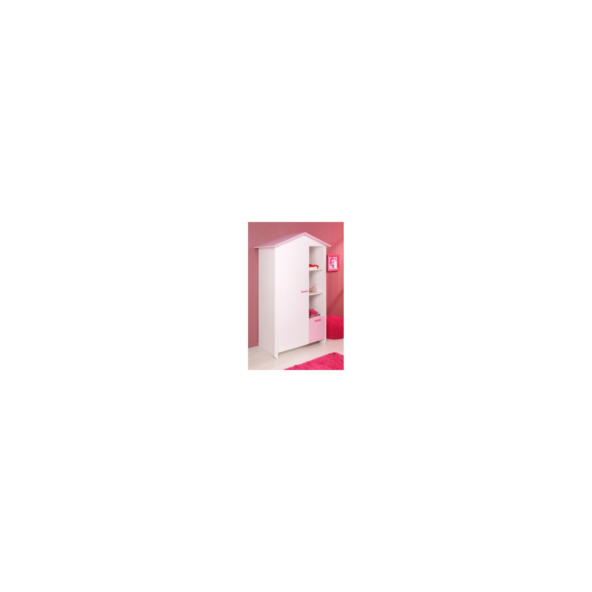 Parisot Biotiful Wardrobe with Storage Boxes - Megeve White / Indian Pink at Tesco Direct