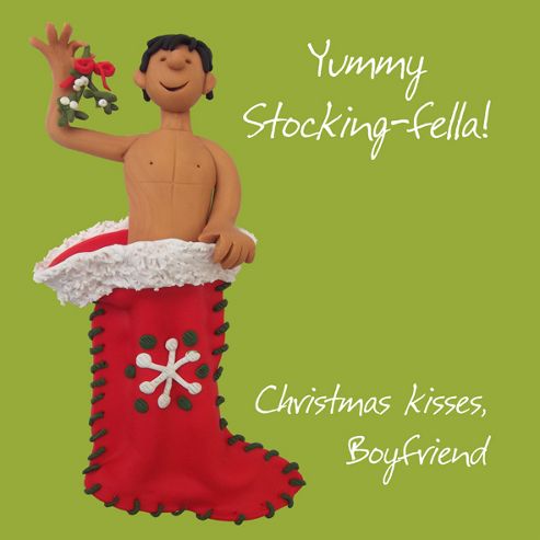 Image of Holy Mackerel Christmas Kisses, Boyfriend. Yummy Stockinggreetings Card