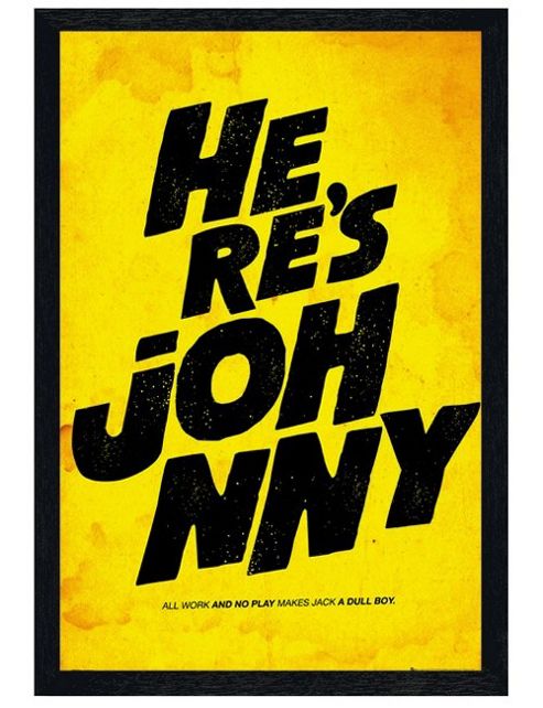 Image of Black Wooden Framed Film Quotes Here's Johnny Poster