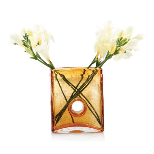 Image of Home Essence Bliss Square Vase - Amber - Medium