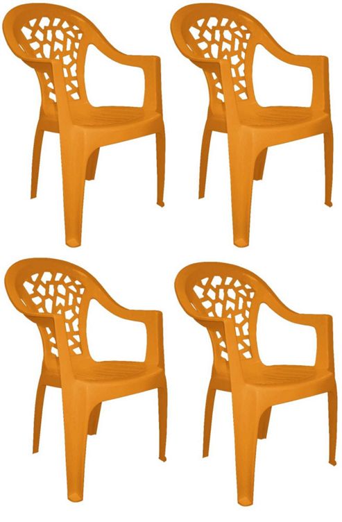 Image of Resol Inca Garden Outdoor / Indoor Designer Plastic Chair - Orange - Pack Of 4