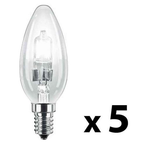 Image of Pack Of Five Minisun Ses E14 Energy Reducing 28w Clear Candle Bulbs Warm White