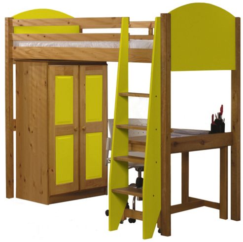 Image of Verona High Sleeper Bed Set 1 Antique With Lime Details