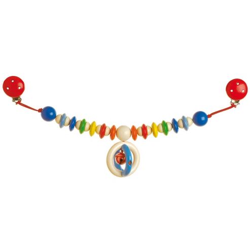 Image of Heimess 733580 Wooden Pram String Clip On (beads, Discs And Bell)
