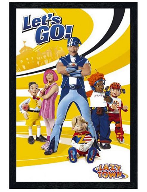 Image of Lazytown Black Wooden Framed Let's Go! Poster