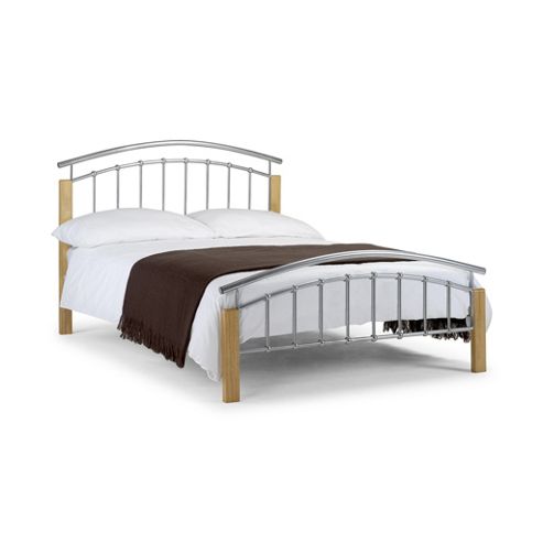 Image of Queen Double High End Metal/oak Bed