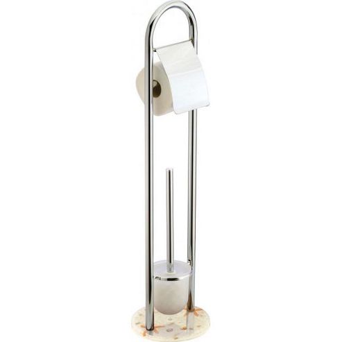 Image of Sanwood Shell Toilet Roll Holder & Brush Set In Chrome