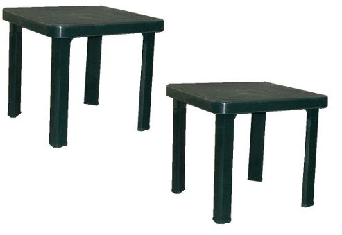 Image of Resol Sun Lounger Side Table In Green / Garden Table Polypropylene Plastic X2
