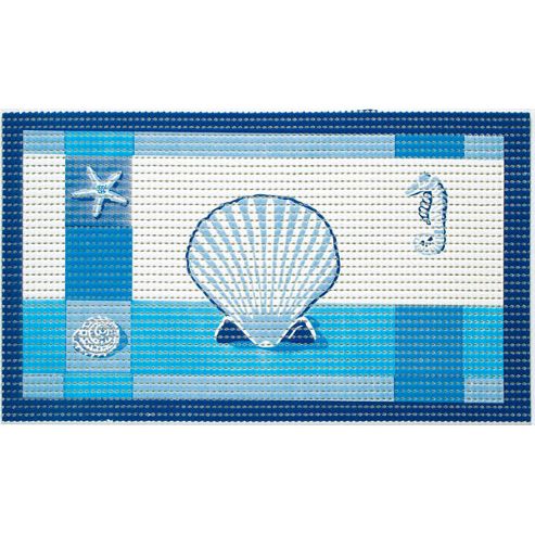 Image of Friedola 2 Piece Softy Pearl Ocean Cushioned Bath Mat Set - Blue