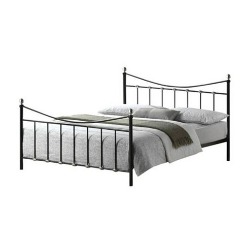 Image of Black & Silver Chrome Metal Bed Frame - King Size 5ft