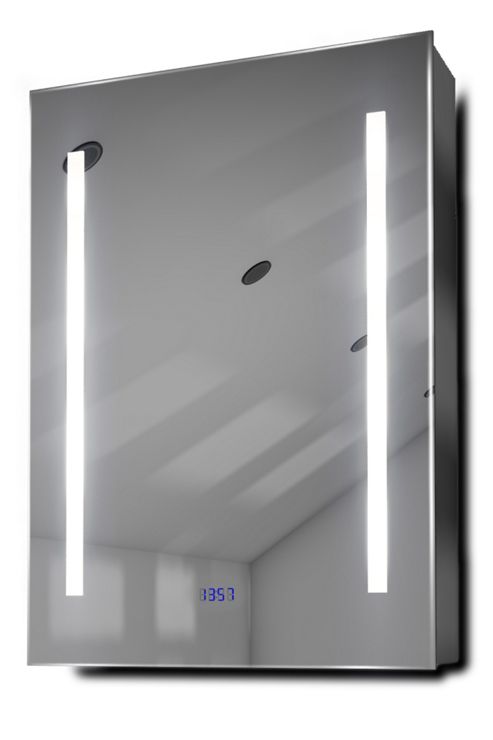 Image of Jace Clock Led Bathroom Cabinet With Demister Pad, Sensor & Shaver K390