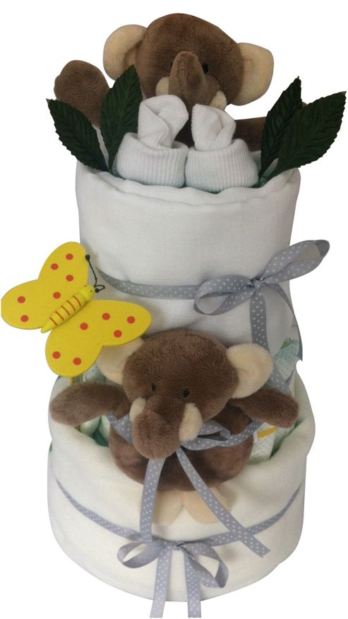 Image of 3 Tier Unisex Elli Elephant Nappy Cake