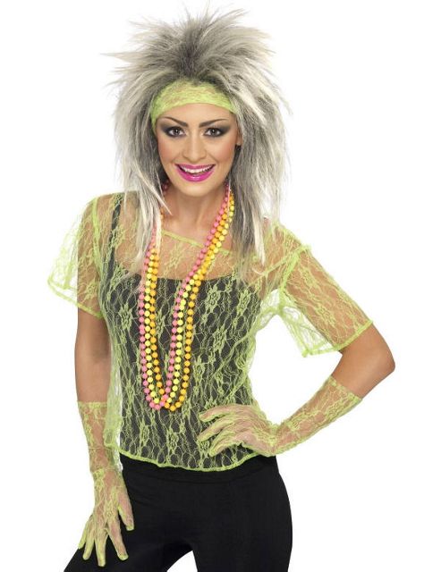 Image of Lace Vest, Gloves & Headband Green