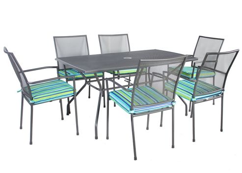 Image of Bentley Garden Metal Mesh 7 Piece Grey Furniture Set