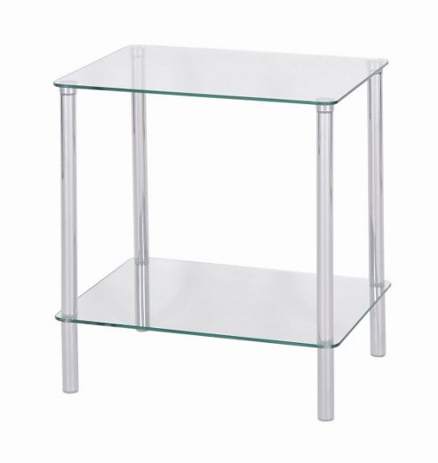 Image of Levv Sierra 2 Tier Square Shelving Unit - Clear Glass