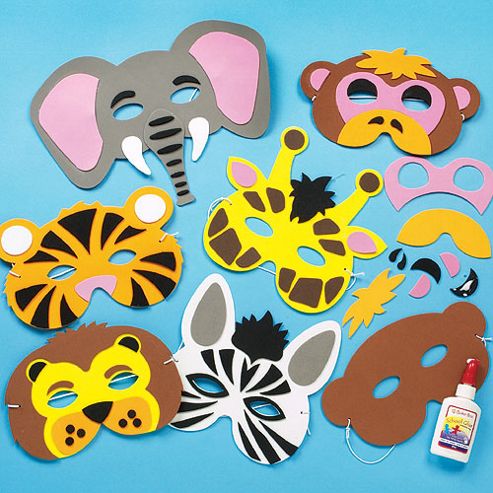 Image of Jungle Animal Foam Mask Craft Kits (pack Of 6)
