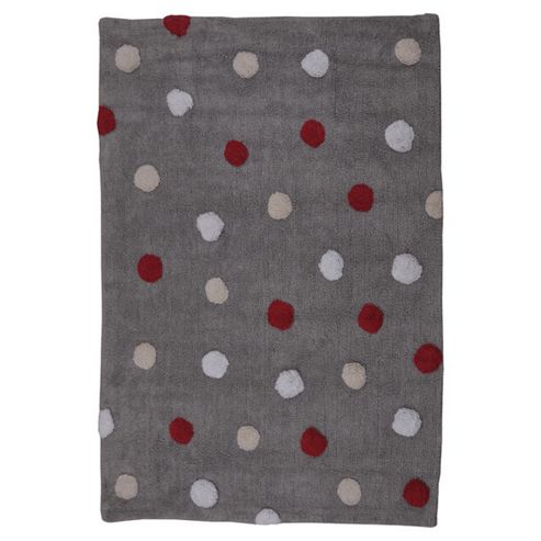 Image of Lorena Canals Topos Tricolor Grey And Red Children's Rug - 120 Cm W X 160 Cm D (3 Ft 11 In X 5 Ft 3 In)