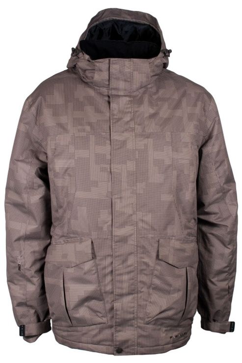 Image of Yosemite Patterned Mens Ski Snowboarding Hooded Waterproof Brathable Jacket - Beige