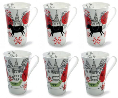 Image of Roy Kirkham Snowflakes Christmas Design Mugs, Set Of 6