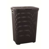 Curver UK Ltd 40 Litre Rattan Effect Laundry Hamper - Dark Brown