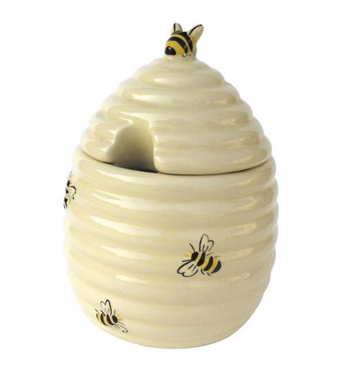 Image of Bia Honey Bees Ceramic Honey Pot With Lid