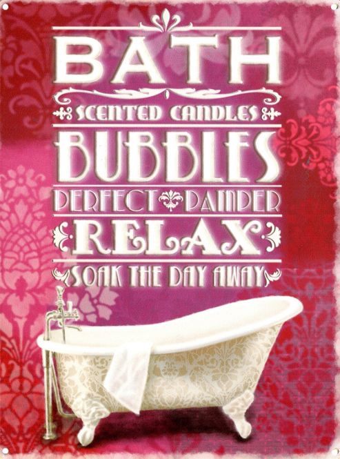 Image of Tranquillity Bath Bubbles Relax Soak The Day Away Tin Sign