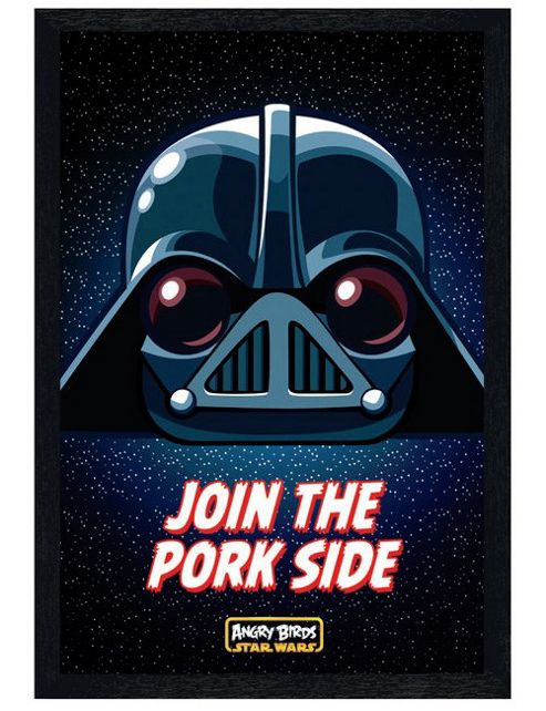 Image of Angry Birds Star Wars Black Wooden Framed Join The Pork Side Poster