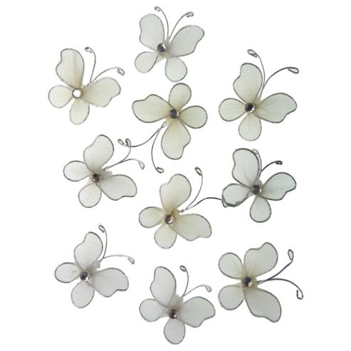 Image of Mesh Butterflies White/cream 12pcs