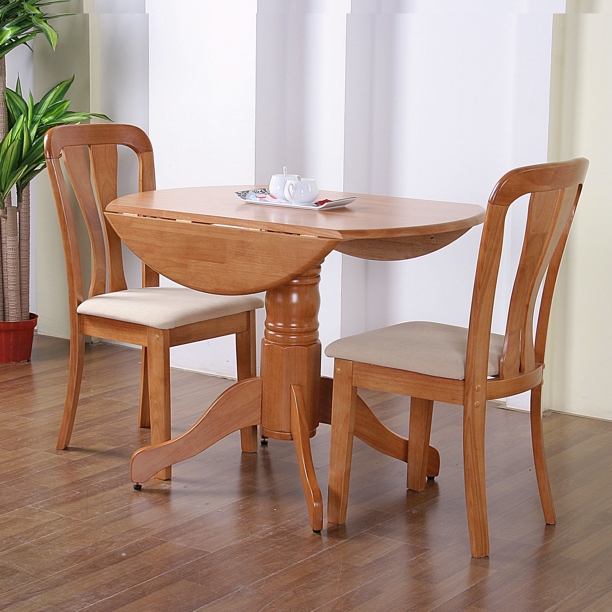 G&P Furniture Windsor House 3-Piece Bristol Round Drop Leaf Dining Set - Maple at Tesco Direct