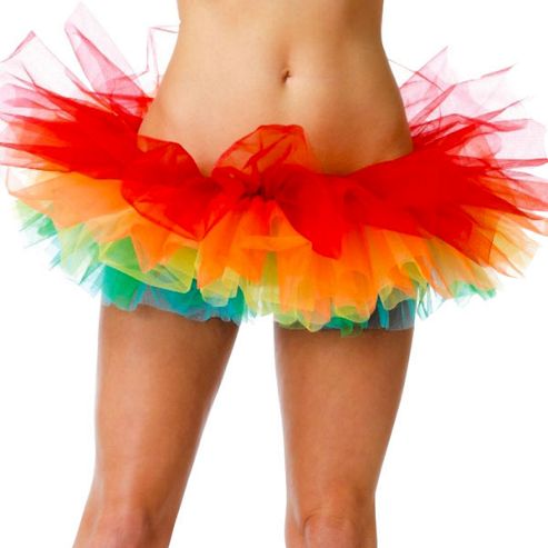 Image of Deluxe Rainbow Organza Tutu - Adult Costume Size: 8-18