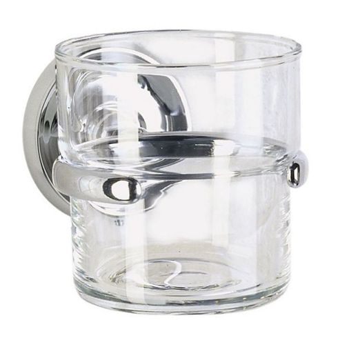 Image of Smedbo Villa Holder With Glass Tumbler - Polished Chrome