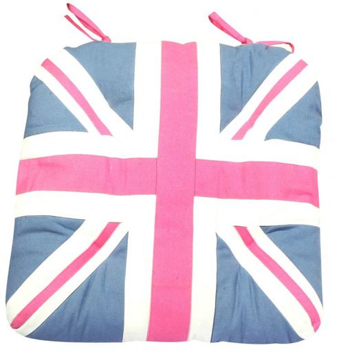Image of Woven Magic Union Jack Pink Duck Chair Pad
