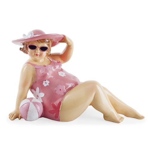 Image of Seaside 'fat Lady' Figurine Ornament In Pink For Home And Bathroom