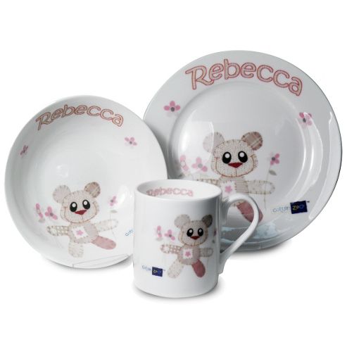 Image of Personalised Cotton Zoo Breakfast Set - Tweed Girl