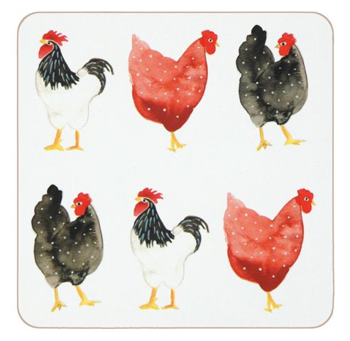 Image of Pecking Order Hen Design Coasters, Set Of 4