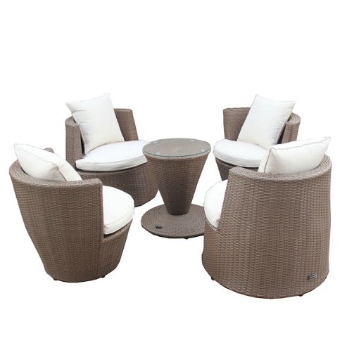 Image of Bentley Garden Rattan Stacking 5 Piece Light Brown Furniture Set