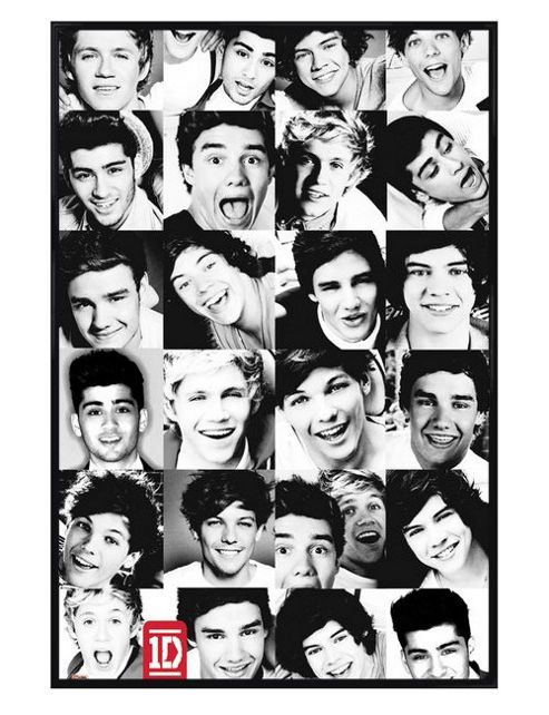 Image of Gloss Black Framed One Direction Collage Poster