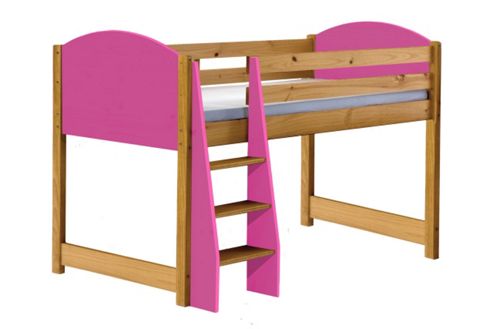 Image of Verona Mid Sleeper Bed Antique With Fuschia Details