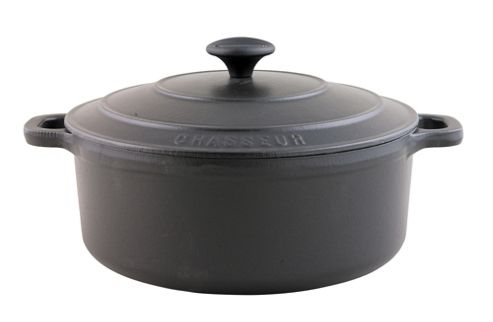 Image of Chasseur Cast Iron Round Casserole In Matt Black - 16 Cm